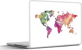 Sticker pour ordinateur portable - 17,3 pouces - Wereldkaart - Aquarelle - Couleurs