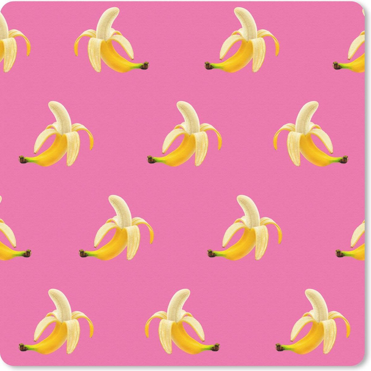 Muismat 30x30 cm - Mousepad Banaan - Patroon - Roze - Muismatten
