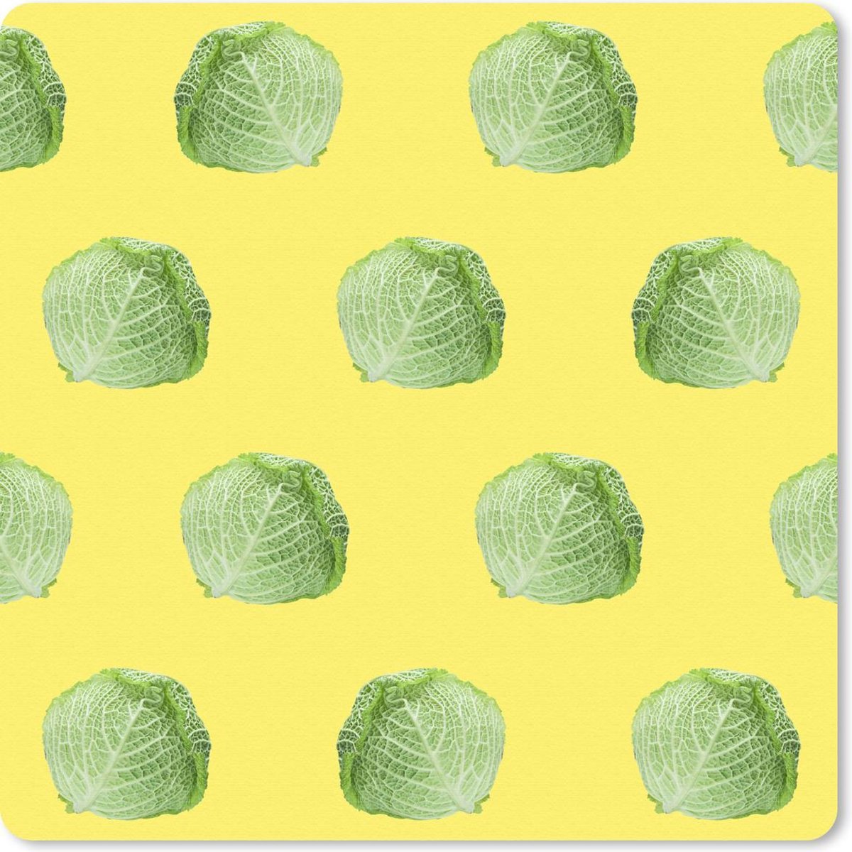 Muismat 20x20 cm - Mousepad Sla - Groenten - Patronen - Geel - Muismatten