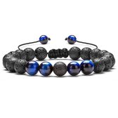 Victorious Natuurstenen Kralen Armband – Heren Armband – Dames Armband – Zwart & Blauw – 15 t/m 22cm