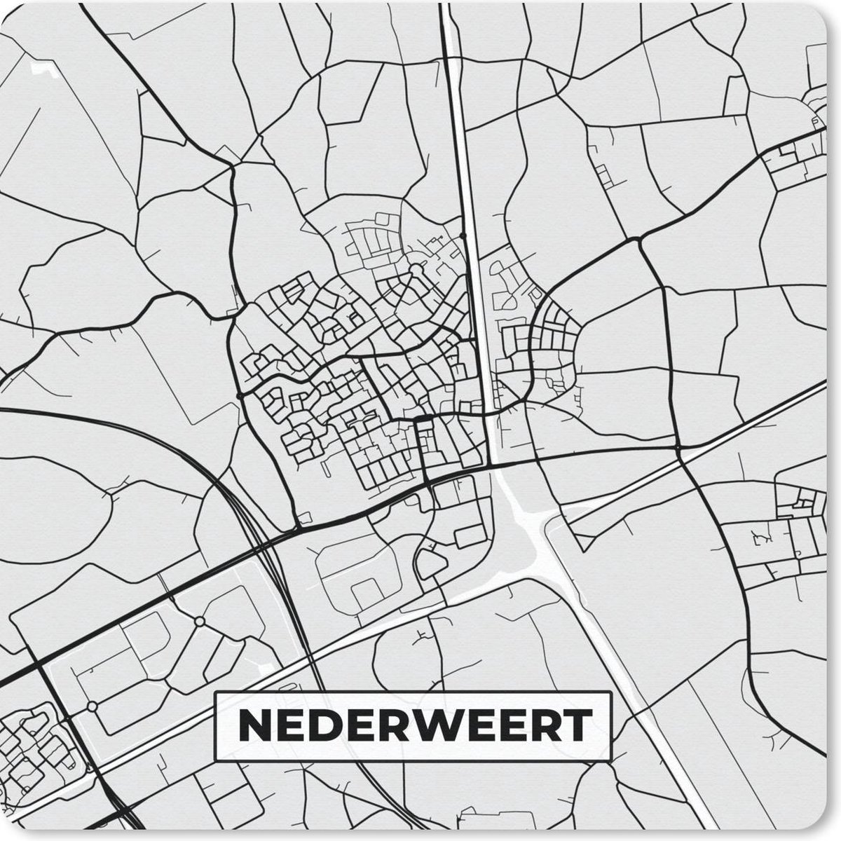 Muismat 30x30 cm - Mousepad Stadskaart - Nederweert - Grijs - Wit - Muismatten