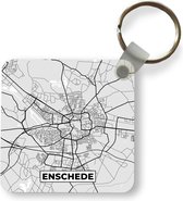 Porte-clés - Plan de la ville - Enschede - Grijs - Wit - Plastique