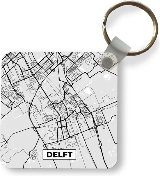 Porte-clés - Plan de la ville - Delft - Grijs - Wit - Plastique - Plan