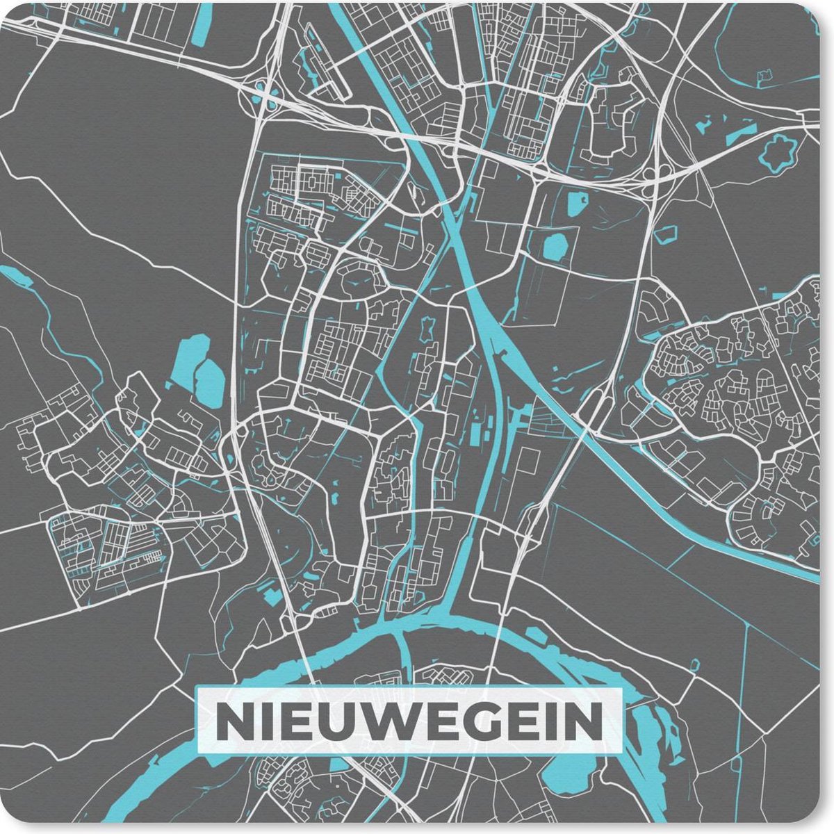 Muismat 20x20 cm - Mousepad Stadskaart - Nieuwegein - Grijs - Blauw - Muismatten