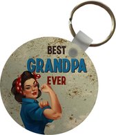 Sleutelhanger - Opa - Quote - Best grandpa ever - Spreuken - Plastic - Rond - Uitdeelcadeautjes - Vaderdag cadeau - Geschenk - Cadeautje voor hem - Tip - Mannen