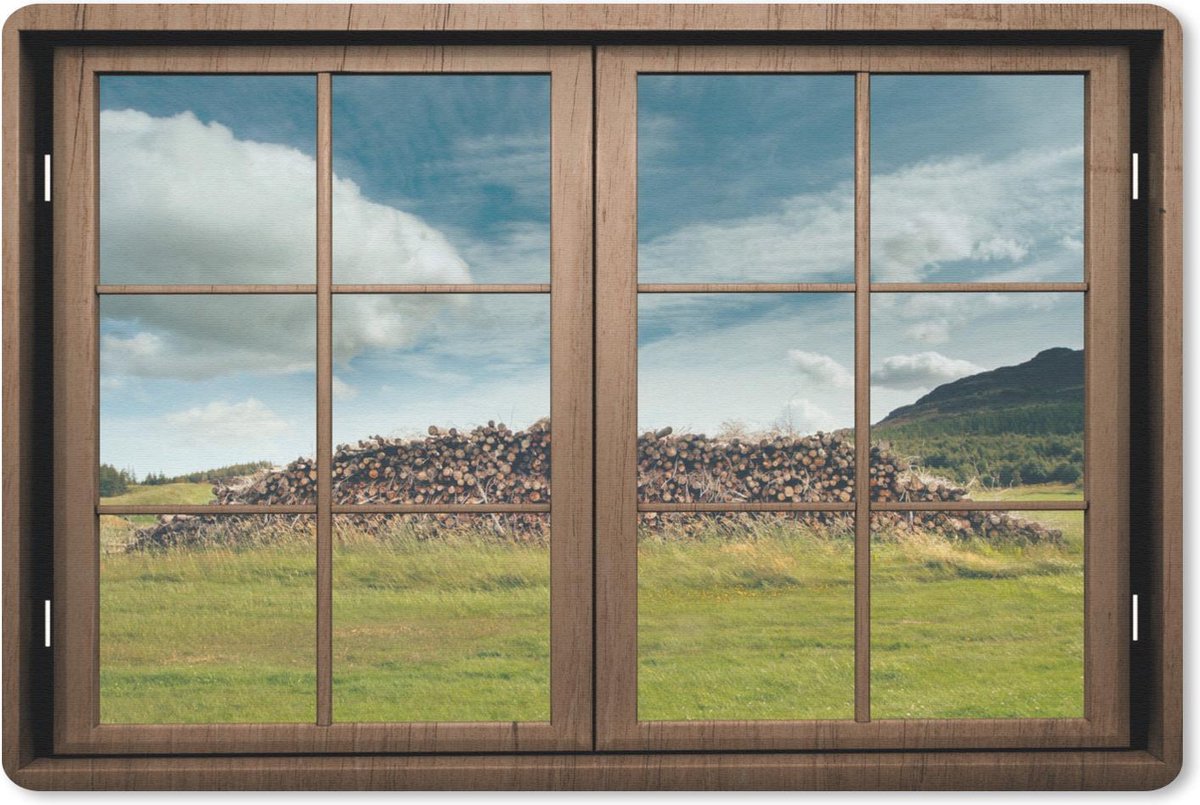 Muismat - Mousepad - Doorkijk - Gras - Hout - 27x18 cm - Muismatten