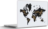 Laptop sticker - 17.3 inch - Wereldkaart - Letters - Goud - 40x30cm - Laptopstickers - Laptop skin - Cover