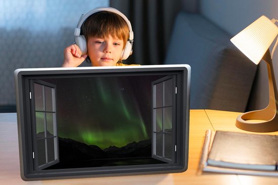 Autocollant pour ordinateur portable - 17,3 pouces - Voir à travers - Aurores boréales - Vert - 40x30cm - Autocollants pour ordinateur portable - Peau pour ordinateur portable - Couverture