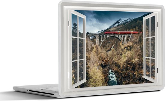 Autocollant pour ordinateur portable - 11,6 pouces - Voir à travers - Montagnes - Pont - 30x21cm - Autocollants pour ordinateur portable - Peau pour ordinateur portable - Couverture