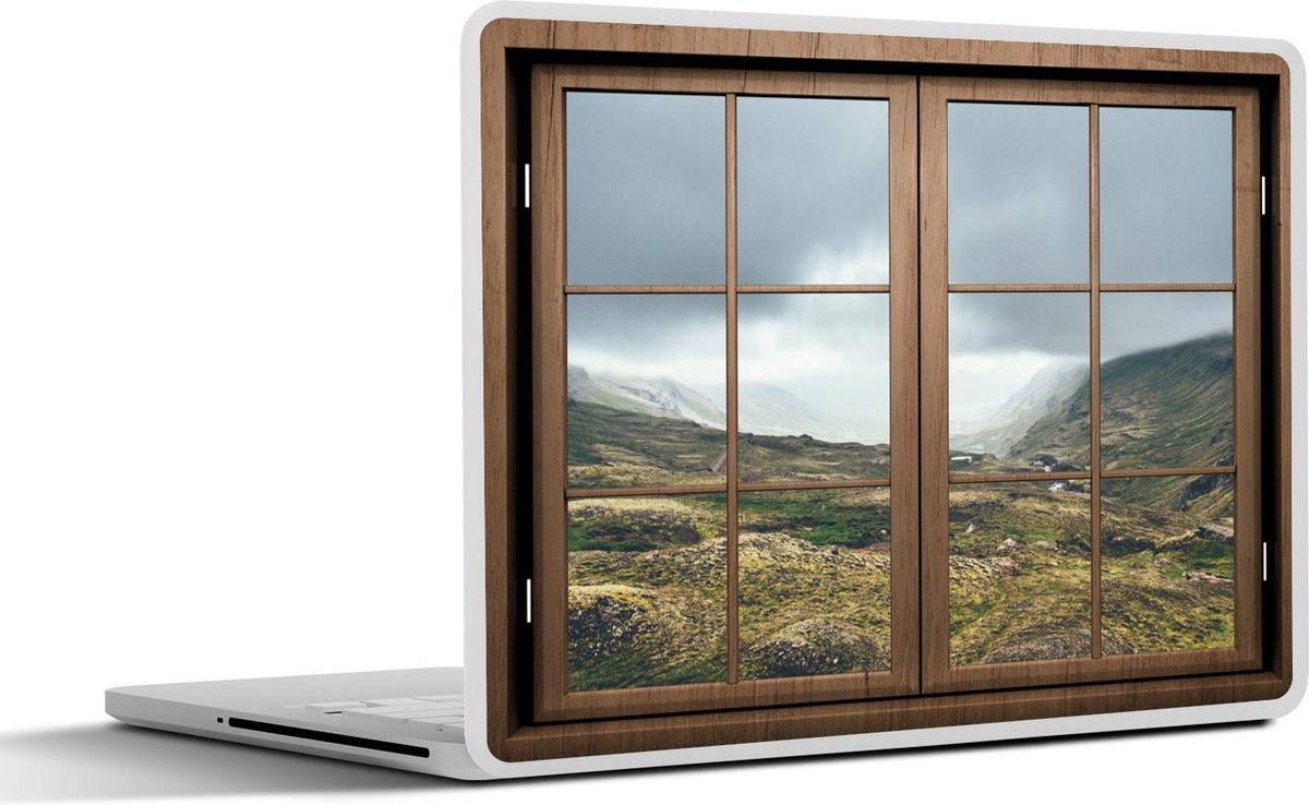 Laptop sticker - 12.3 inch - Doorkijk - Wolken - Bergen - 30x22cm - Laptopstickers - Laptop skin - Cover