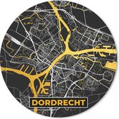 Muismat - Mousepad - Rond - Stadskaart - Dordrecht - Goud - Zwart - 20x20 cm - Ronde muismat