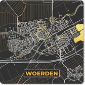 Muismat - Mousepad - Kaart - Woerden - Goud - Zwart - 30x30 cm - Muismatten