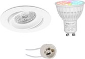 Mi-Light MiBoxer - LED Spot Set GU10 - Smart LED - Wifi LED - Slimme LED - 4W - RGB+CCT - Aanpasbare Kleur - Dimbaar - Pragmi Delton Pro - Inbouw Rond - Mat Wit - Kantelbaar - Ø82mm - BSE
