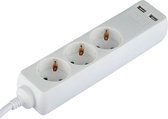 Stekkerdoos met USB - Verlengsnoer met USB - Nirano Serino - 3680W - 3 Stopcontacten - 1.5 Meter - Wit | Nederland