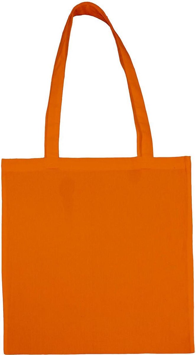 5 Katoenen tasjes oranje 38x42cm lange hengels