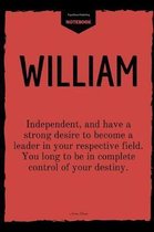 William: Independent, and have a strong desire to become a leader in your respective field