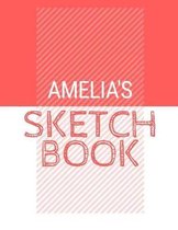 Amelia's Sketchbook: Personalized red sketchbook with name