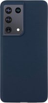 Solid hoesje Geschikt voor: Samsung Galaxy S21 Ultra Soft Touch Liquid Silicone Flexible TPU Rubber - Oxford Blauw