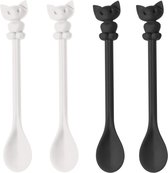 Lepel, Set van 4 Stuks, Zwart en Wit - Koziol | Happy Spoon Miaou