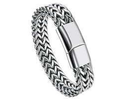 Victorious Zilveren Armband Heren – Gevlochten Zilver en Magnetische Schuifsluiting – Zilver – 20cm