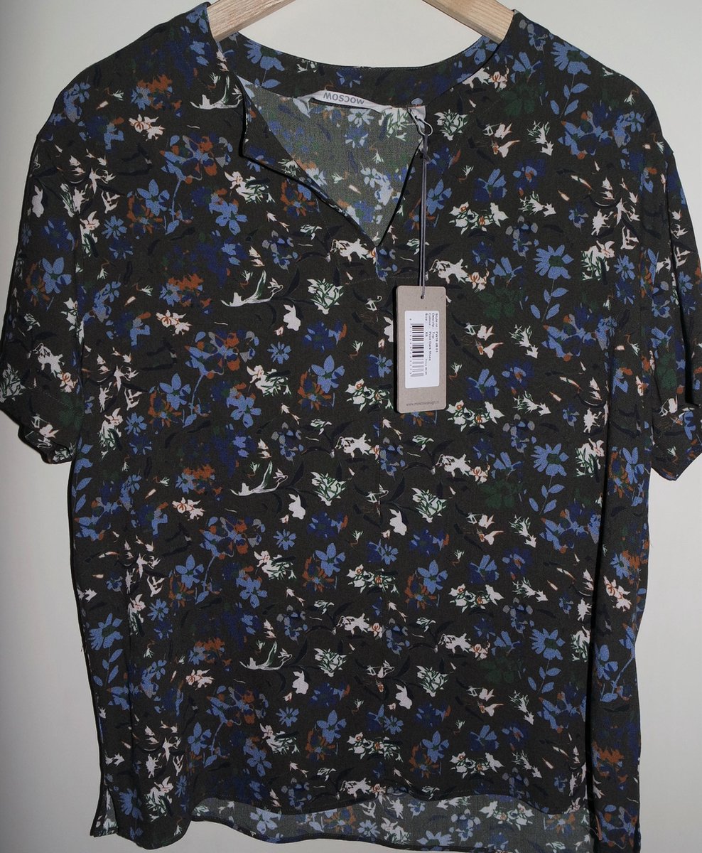 Moscow Print Dark Moss Top - Maat XS