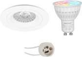 Mi-Light MiBoxer - LED Spot Set GU10 - Smart LED - Wifi LED - Slimme LED - 4W - RGB+CCT - Aanpasbare Kleur - Dimbaar - Pragmi Rodos Pro - Inbouw Rond - Mat Wit - Ø93mm - BSE