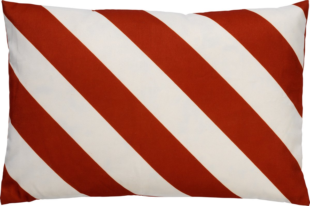 Dutch Decor SANZENO - kussenhoes outdoor 40x60 cm - waterafstotend en uv-bestendig - gestreept - Potters Clay - wit en oranje