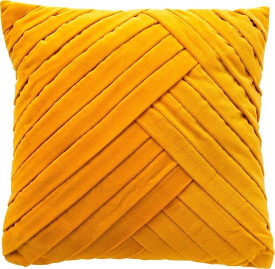 Dutch Decor GIDI - Kussenhoes 45x45 cm - velvet - effen kleur - Golden Glow - geel - met rits