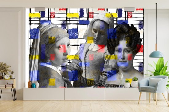 Papier peint - Collage de Papier peint photo - Mondrian - Peintures - Largeur 360 cm x Hauteur 240 cm