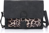 Schouder-/ crossbodytasje / clutch dierenprint, zwart - Michelle