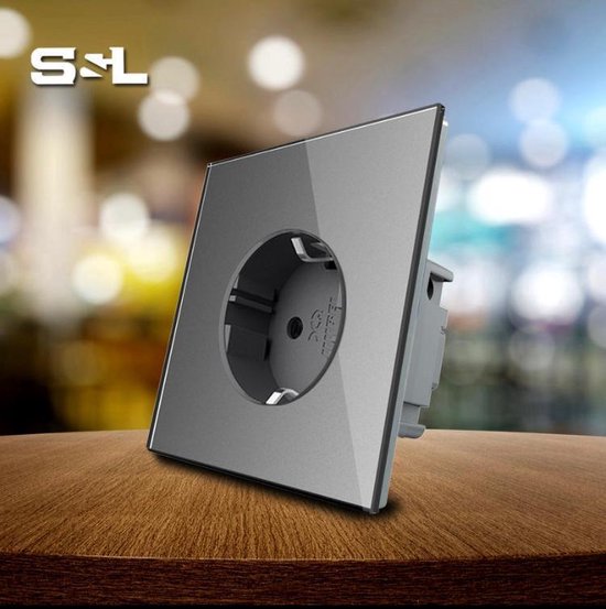 S&L inbouw stopcontact met Glas Inbouw wandcontactdoos kleur Grijs | bol.com