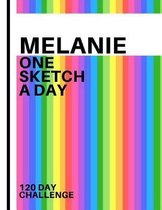 Melanie: Personalized colorful rainbow sketchbook with name