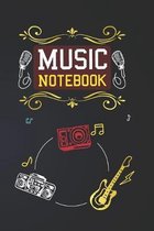 Music Notebook: Decorative Music Element Cover With Cool Interior. 120 Pages 6x9 in Music Manuscript Paper. Space to Write Lyrics and Music Notes. Musicians Notebook. Manuscript Paper for Not