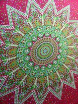 hamamdoek, sarong, pareo, yoga handdoek, lengte 115 cm breedte 165 cm ster en stippen mix kleuren versierd met franjes