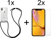 iPhone XS hoesje met koord transparant shock proof case - 2x iPhone XS screenprotector