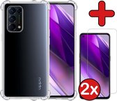 Oppo Find X3 Lite Hoesje Transparant Siliconen Shockproof Case Met 2x Screenprotector - Oppo Find X3 Lite Hoes Silicone Shock Proof Cover Met 2x Screenprotector - Transparant