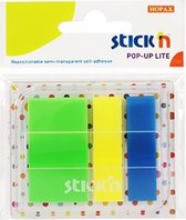 Stick'n film index tabs, 45 x 12mm + 45 x 25mm, 20 vel/pad, 3 indexen/houder, neon kleuren, totaal 60 index in houder