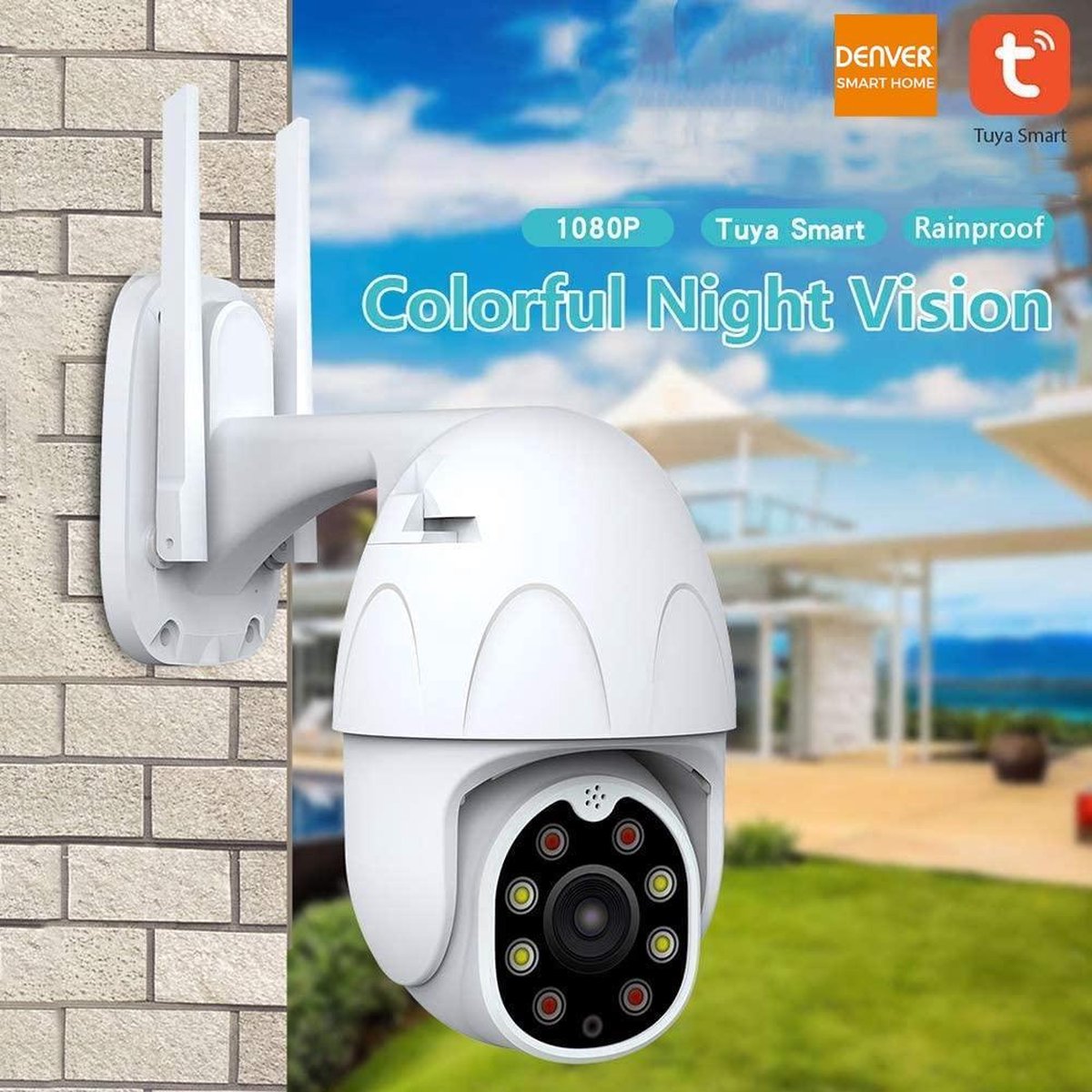 Denver IOC-221 - IP-beveiligingscamera - Werkt met TUYA - Buiten Dome camera - FULL HD – foto 2