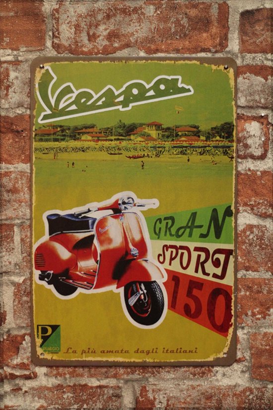italien Vespa rétro vintage Panneau publicitaire en métal Scooter murale Cadeau Photo 