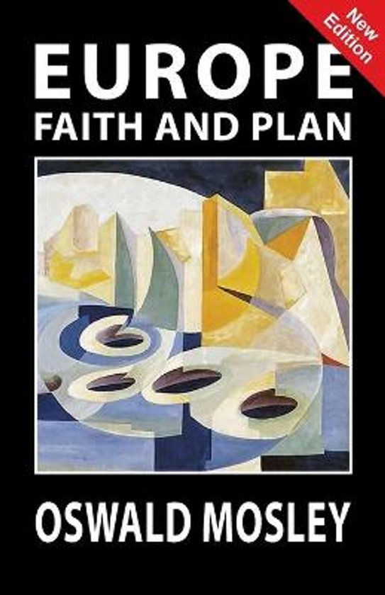 Couverture de livre titrée 'EUROPE FAITH AND PLAN' avec art abstrait géométrique en bleu, jaune et gris. 'New Edition' en rouge.