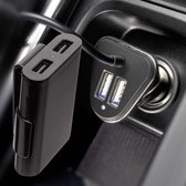 KREMER  Autolader met 4 USB Poorten - Auto & Vrachtwagen 12-24V lader 48W 9.6A met 4 USB-poorten voor opladen - Voor- en Achterbank - Zwart