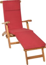 Beautissu LoftLux DC tuinkussen voor deckchair 175 x 45 x 5 cm - ligbedkussen rood - kussen ligstoel