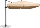 Gutos Outdoor - Rhodos zweefparasol naturel - Met Hoes - 300 x 300 cm - Vierkant - Parasolhoes - Parasolvoet - Parasol - Met parasolhoes voor zweefparasol - Zonder parasolvoet - Beige - Bruin