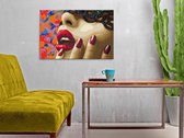 Doe-het-zelf op canvas schilderen - Burgundy Lips-60x40