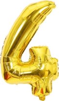 Folie Cijfer Ballon Groot | Goud | Cijfer 4 | ± 82 cm. | Met deze folie ballon wordt je feestje compleet!