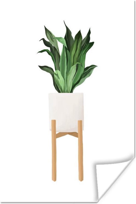 Illustratie van een plant met lange bladeren op een witte achtergrond 120x180 cm XXL / Groot formaat! - Foto print op Poster (wanddecoratie woonkamer / slaapkamer)