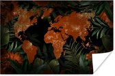 Poster Wereldkaart - Goud - Planten - 30x20 cm