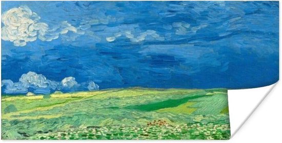Korenveld onder onweerslucht - schilderij van Vincent van Gogh 120x60 cm - Foto print op Poster (wanddecoratie woonkamer / slaapkamer)