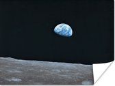 Ruimte en de aarde vanaf de maan 160x120 cm XXL / Groot formaat! - Foto print op Poster (wanddecoratie woonkamer / slaapkamer)