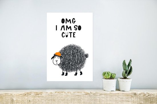 Illustration pour enfants avec la citation 'OMG je suis si mignon' et un mouton 20x30 cm - petit